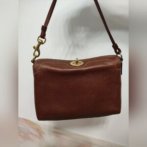 Vintage Y2K Coach Legacy Leather Turnlock Wristlet Mini Handbag Brown